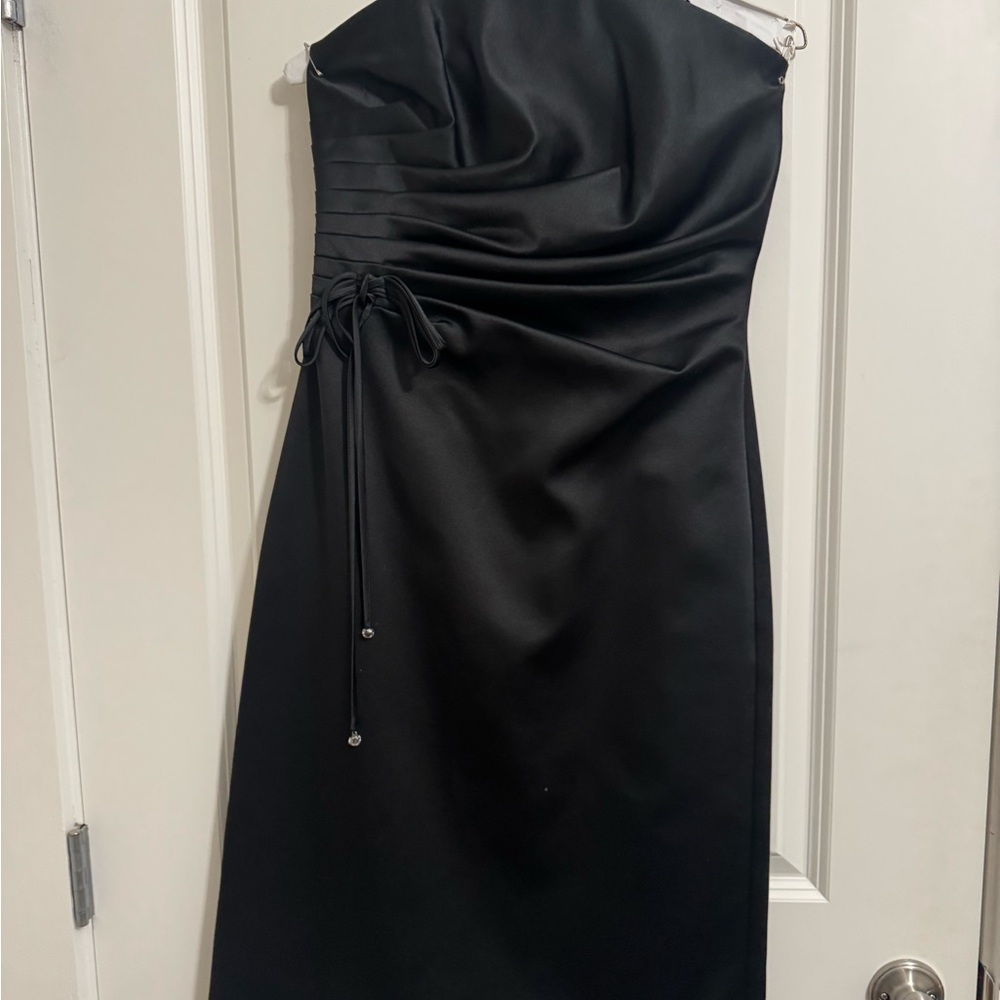 Asymmetrical Black Ruched Sheath Dress for Cocktail